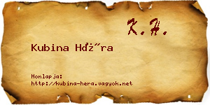 Kubina Héra névjegykártya